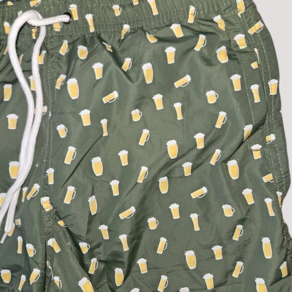 * NWT Green Glasses of Beer Print Trunk Bathing Suit Mens SMALL - Picture 5 of 5